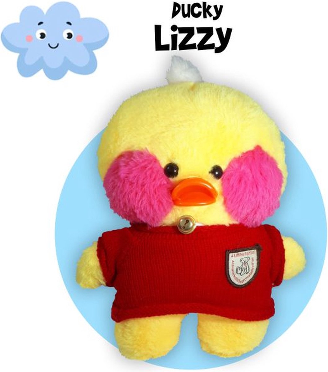 Ducky Lizzy – Paper Duck Lalafanfan Eend Pluche Knuffel 30 cm {TikTok Kawaii Plush Toy | Speelgoed knuffeldier knuffeleend voor kinderen jongens meisjes | PaperDuck, Eendje, Pasen, Set Kleren Kleertjes lalafanfan Kleding Ducky}